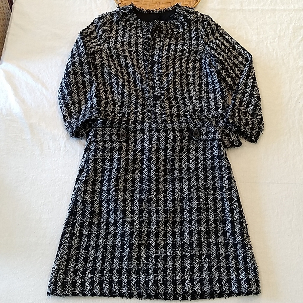 Ann Taylor Houndstooth Suit Jacket Skirt 6